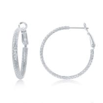 Prata Esterlina 30mm Diamond-Cut Hoop Brincos