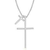 Prata Esterlina Double Cross Design Colar