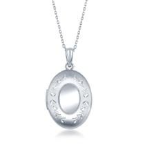 Prata Esterlina Fosco e Diamante Corte Borda Locket