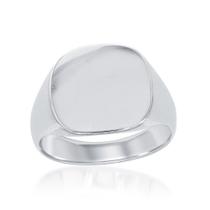 Prata esterlina grande anel quadrado brilhante, tamanho 7