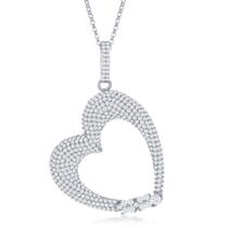 Prata esterlina Micro Pave Heart CZ Corrente Pingente