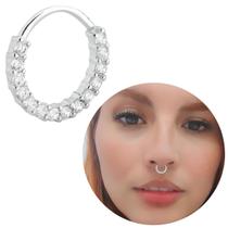 Prata pura original 1 peça de anel de nariz septo cravejado torçao decoração corporal feminina - Morganite Jóias