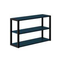 Prataleira Nicho Estilo Industrial Metal Mdf 3 Níveis 60cm Azul Petróleo