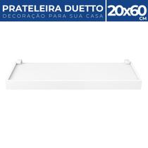 Prateleira 20x60cm Duetto Nogueira c/ Suporte e Moldura MDF - Pratk