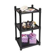 Prateleira 3 Andares Modular Preta Suporta 5Kg Por Bandeja