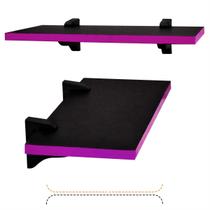 Prateleira 36cm Decoração Quarto Sala Escritório MDF Preto Resistente
