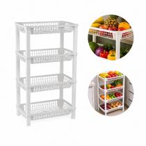Prateleira 4 andares multiuso fruteira organizador modular reforcada lavanderia porta brinquedos branca