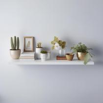 Prateleira 90cm MDF Branca Reta C/ Kit Instalação Parede
