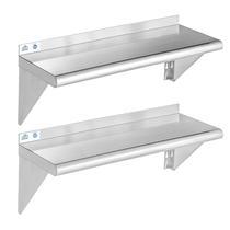 Prateleira: aço inoxidável ROCKPOINT, 30x76cm, 127 kg, pacote com 2 unidades, prata