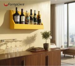 Prateleira Adega Suporte Decorativo para Vinhos Bebidas e Garrafas - Amarelo Laca