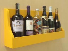Prateleira Adega Suporte Decorativo para Vinhos Bebidas e Garrafas - Amarelo Laca