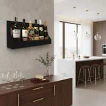 Prateleira Adega Suporte Decorativo para Vinhos Bebidas e Garrafas - Preto Laca
