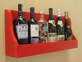 Prateleira Adega Suporte Decorativo para Vinhos Bebidas e Garrafas - Vermelho Laca