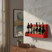 Prateleira Adega Suporte Decorativo para Vinhos Bebidas e Garrafas - Vermelho Laca