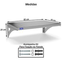 Prateleira Aérea Aço Inox 40cm X 60cm Restaurante Lanchonete Prateleira Aérea Aço Inox 40cm X 60cm Restaurante Lanchonete