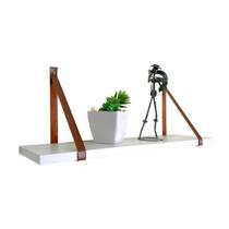 Prateleira Alça De Couro Decorativa Plástico - Grande 60cm