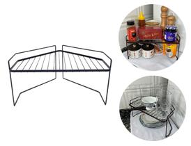 Prateleira Aramada Aço Inox Organizadora Para Armazenar Organizar Pratos Copos Cozinha Canto Armário Prateleira Aramada Aço Inox Organizadora Para Armazenar Organizar Pratos Copos Cozinha Canto Armário