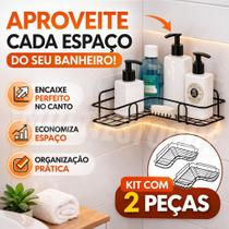 Prateleira Aramado De Canto Em L Porta Shampoo - 2 Peças Prateleira Aramado De Canto Em L Porta Shampoo - 2 Peças