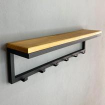 Prateleira Arara Cabideiro De Parede 6 Ganchos Estilo Industrial