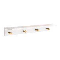 Prateleira Bia com Cabideiro Branco Fosco e Natural - 89cmx19cmx11cm Prateleira Bia com Cabideiro Branco Fosco e Natural - 89cmx19cmx11cm