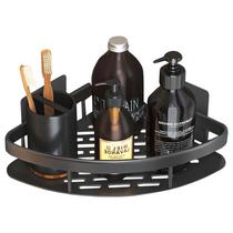 Prateleira Canto Banheiro Triangular Preta Fosco Organizador Multiuso