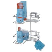 Prateleira Cantoneira Porta Shampoo Duplo Fixação Com Ventosa De Pressão Sem Furos Durabilidade Arthi