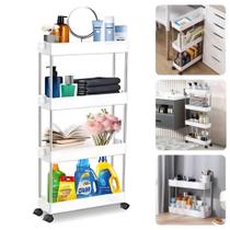 Prateleira Carrinho Auxiliar Organizador Cozinha Banheiro Multiuso 4 andares Com Rodinhas