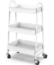 Prateleira Carrinho Organizador De Metal Multiuso 3 Andares - 46*30*77cm Com Rodinhas