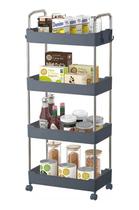 Prateleira Carrinho Organizador Multiuso Cinza 4 andares 40x22x89cm Com Rodinhas GH205