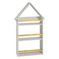 Prateleira Casinha 106x68x10cm Infantil Cinza/Amêndoa Prateleira Casinha 106x68x10cm Infantil Cinza/Amêndoa
