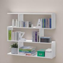 Prateleira Clássica 90x90x15cm Mdf Branco Sixteen porta livros multiuso