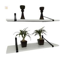 Prateleira Com Alça De Couro Em 60x25 Parede Mdf