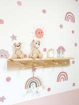 Prateleira com Cabideiro de Madeira pra Quarto Bento 80 CM