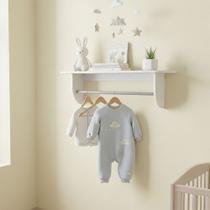 Prateleira com Cabideiro Decor 100% Mdf Branco Brilho - Móveis Peroba Prateleira com Cabideiro Decor 100% Mdf Branco Brilho - Móveis Peroba
