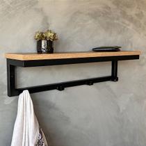Prateleira com Ganchos - Preto para Organização de Ambientes