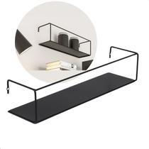 Prateleira com Suporte Embutido 80x12cm Preta Aço Future Box