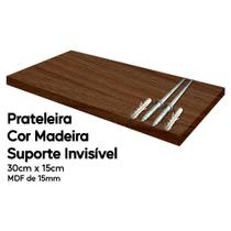 Prateleira Cor Madeira de Mdf 30x15 Suporte Invisível