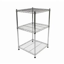 Prateleira De Aço Cromado Com 3 Andares Organizadora Ajustável 48x48x85