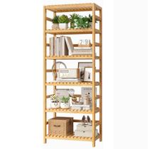 Prateleira de bambu FOTOSOK de 6 camadas com prateleiras ajustáveis 161x60x26cm Prateleira de bambu FOTOSOK de 6 camadas com prateleiras ajustáveis 161x60x26cm