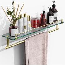 Prateleira de banheiro com barra de toalha KOCOK Glass 60 cm em ouro escovado