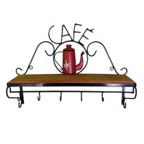 Prateleira de Café Porta Tempero 60cm Tema Bule Vermelho Sudeste Rústico