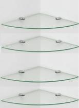 Prateleira De Canto 25 Cm Em Vidro Temperado Kit Com 4 Unidades - Sonharte