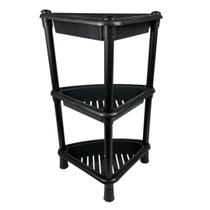 Prateleira De Canto 3 Cestos Preta Branca Multiuso Para Banheiro