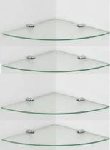 Prateleira de canto 40 cm em vidro temperado kit com 4 unidades - Sonharte