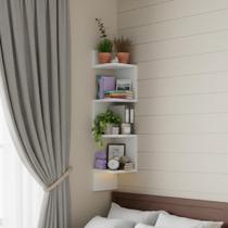 Prateleira De Canto Branca Suspensa Decorativa Estante Livros - KELAN