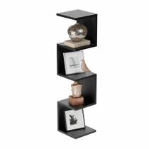 Prateleira de Canto Lyra 4 Nichos Decorativos Preto para Sala Quarto Livros Prateleira de Canto Lyra 4 Nichos Decorativos Preto para Sala Quarto Livros