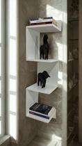 Prateleira de Canto para Livros e Decoração 3 Nichos MDF 15mm Branca Prateleira de Canto para Livros e Decoração 3 Nichos MDF 15mm Branca