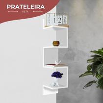 Prateleira De Canto Reto Mdf Branco Estante Livros Nicho 80