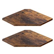 Prateleira de canto, suporte de parede, prateleiras de canto flutuantes, conjunto de organizador de prateleiras de parede de 2 cantos, prateleiras de armazenamento de parede de madeira rústica para sala de estar, quarto, banheiro, cozinha, marrom rústico