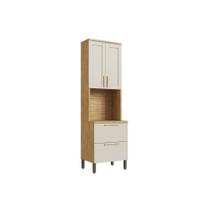 Prateleira de Cozinha Paneleiro Riesling c/ 4 Portas e 1 Nicho p/ Forno 70cm Amendoa/Off White - Ronipa